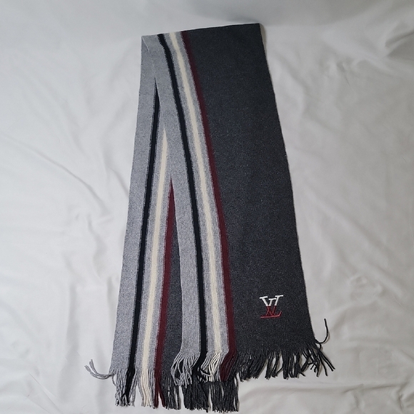 Louis Vuitton Other - Louis Vuitton Dark Gray Striped Men's Scarf with Burgundy & Cream Accents